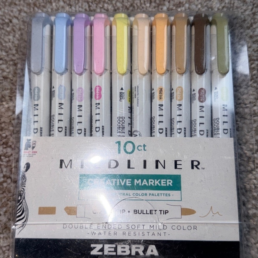 Zebra Mildliner Creative Marker 10ct Neutral Color Palette Double Ended Pens